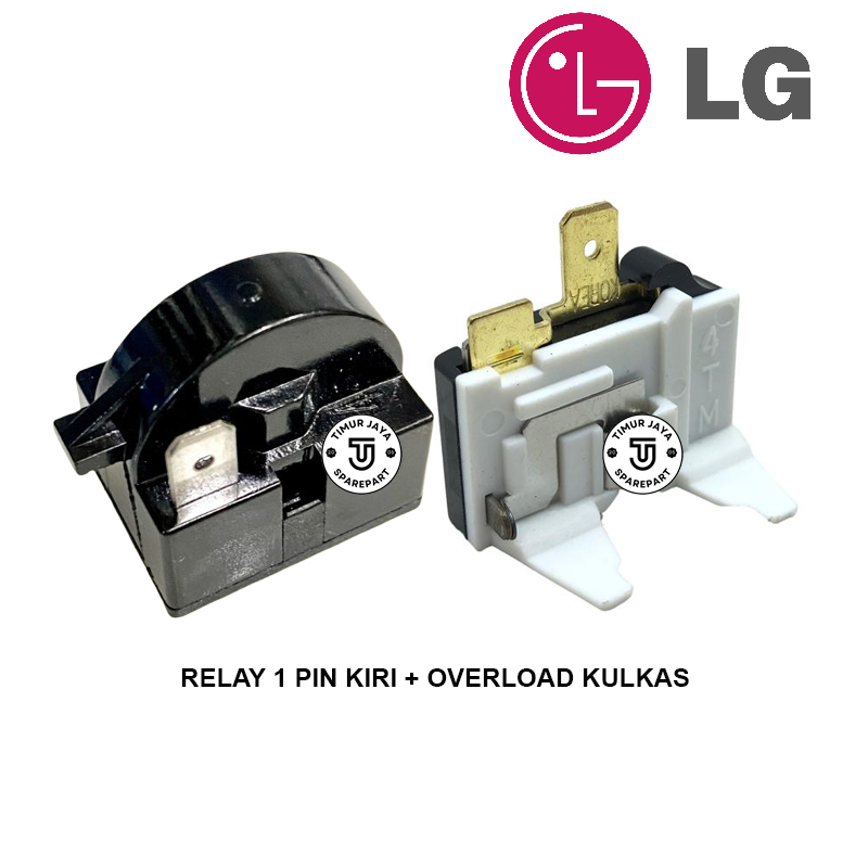 1 Set Relay 1 Pin Kiri + Ptc Overload Kulkas 1 Pintu / 2 Pintu LG