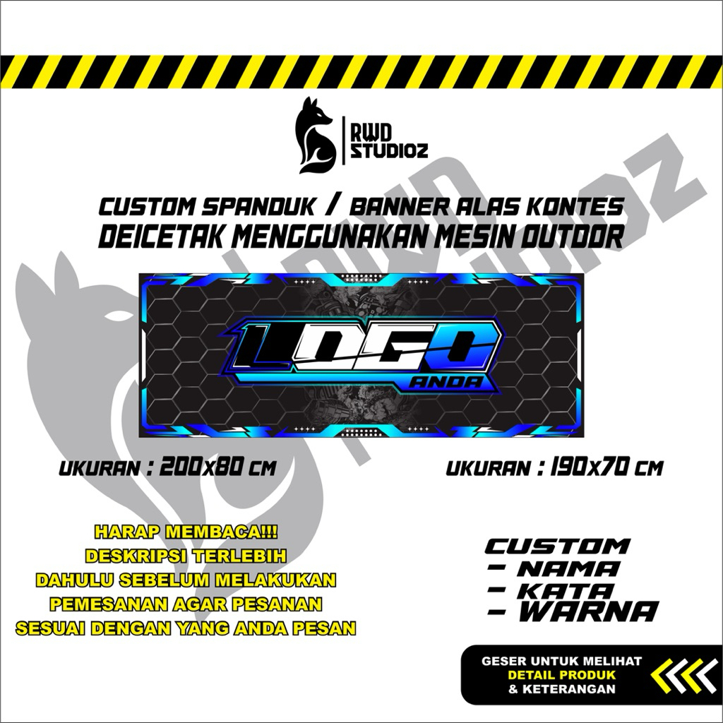 BANNER RACING UNTUK ALAS KONTES PREMIUM DICETAK DENGAN MESIN OUTDOR