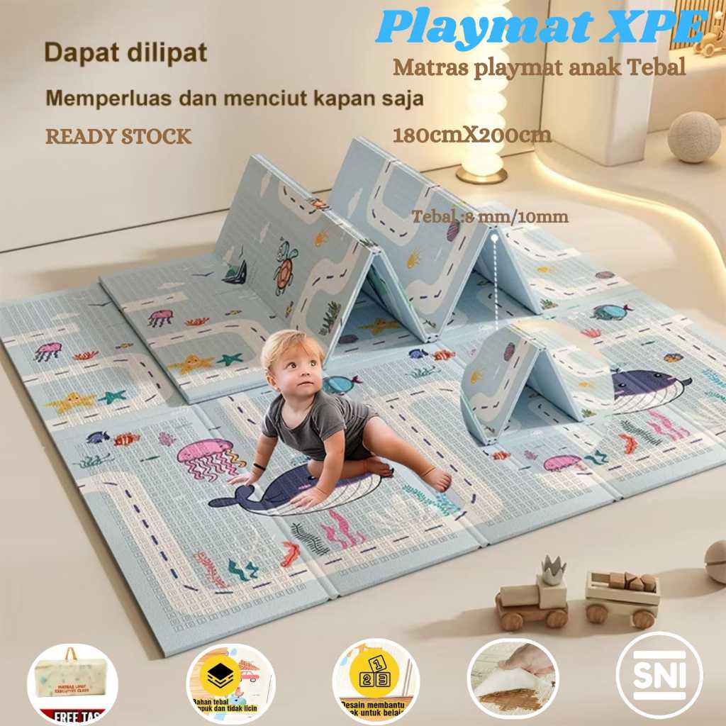 Playmat Anak XPE Karpet Lipat Serbaguna Alas Untuk Bayi Merangkak Alas Untuk Yoga Waterproof Mudah E