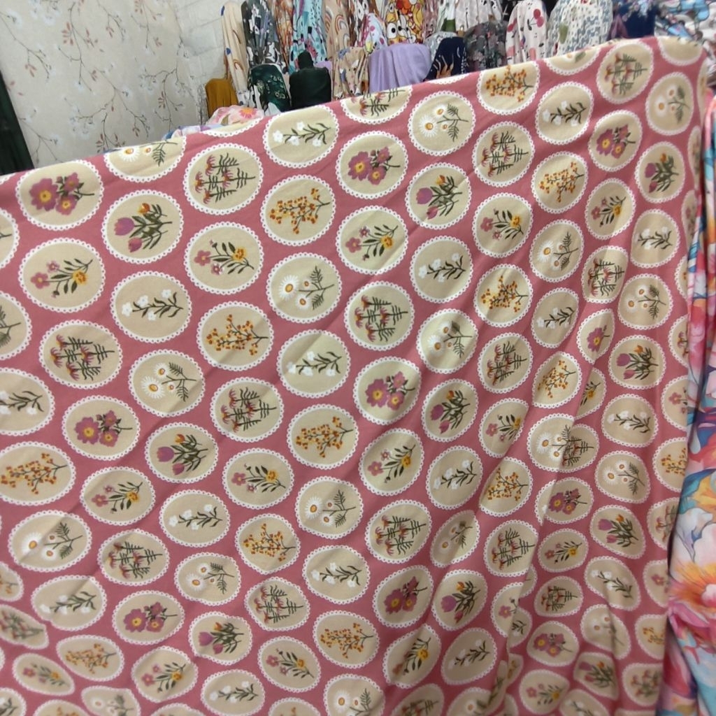 KAIN RAYON VISCOSE PREMIUM MOTIF BUNGA - KAIN RAYON MOTIF KEMBANG HARGA/0,5M