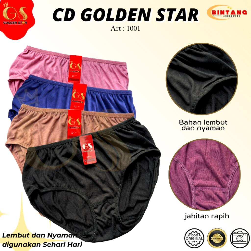 Golden Star Celana Dalam Wanita Katun Adem Nyaman CD Wanita Adem Lembut Celana Dalam Perempuan Celan