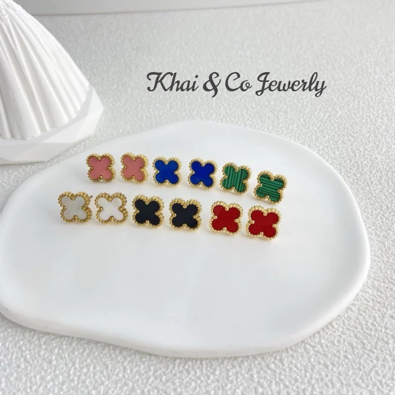 Anting Bunga Clover Tusukk Titanium SIZE 13MM - Giwang Wanita Bunga Staliess Steel Anti Karat