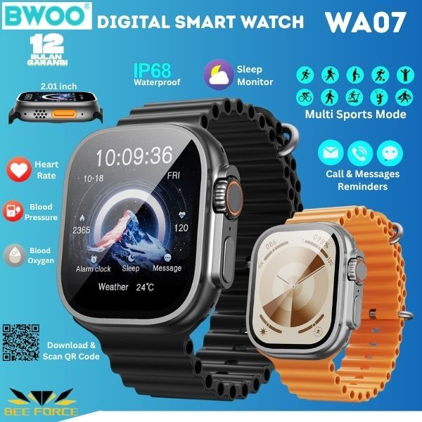 BWOO Smart Watch - WA07 Smart Watch - IP68 Waterproof w/ Health monitoring