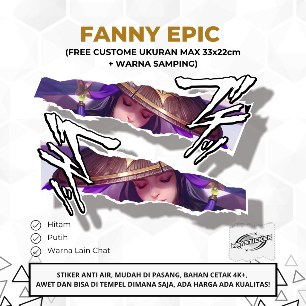 Sticker Stripping Universal All Type Motor Print Cut Stiker Mata Anime Fanny Epic Model 2