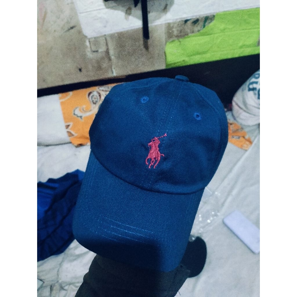 Topi polo navy strap kulit