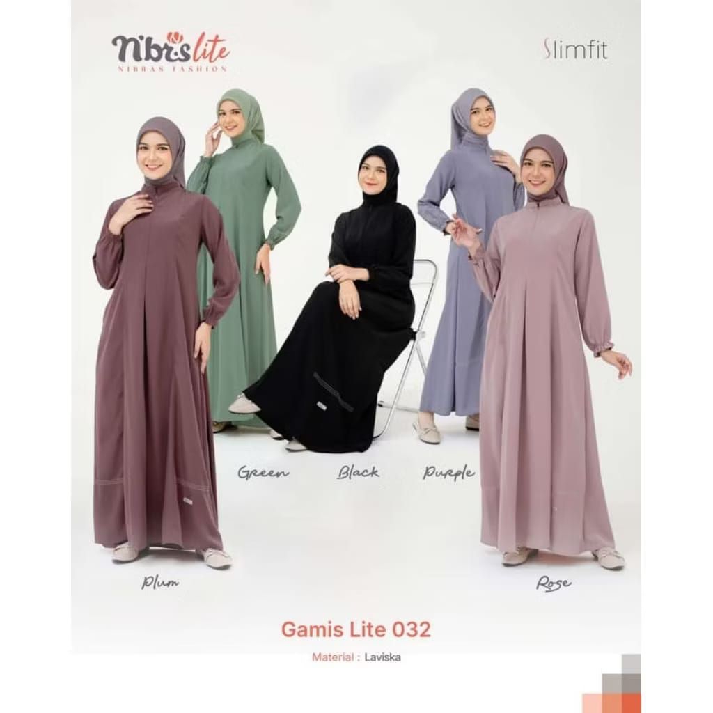 Free jilbab segiempat motif Gamis Nibras Lite 032 Slimfit Laviska Promo