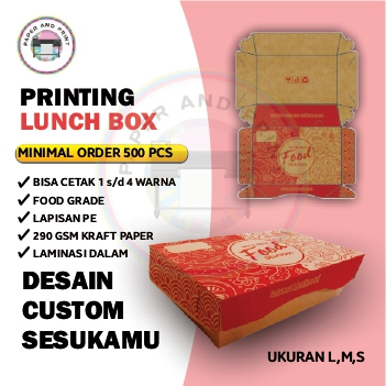 Lunch Box Take Away Box Paper Cetak Custom - Ukuran L
