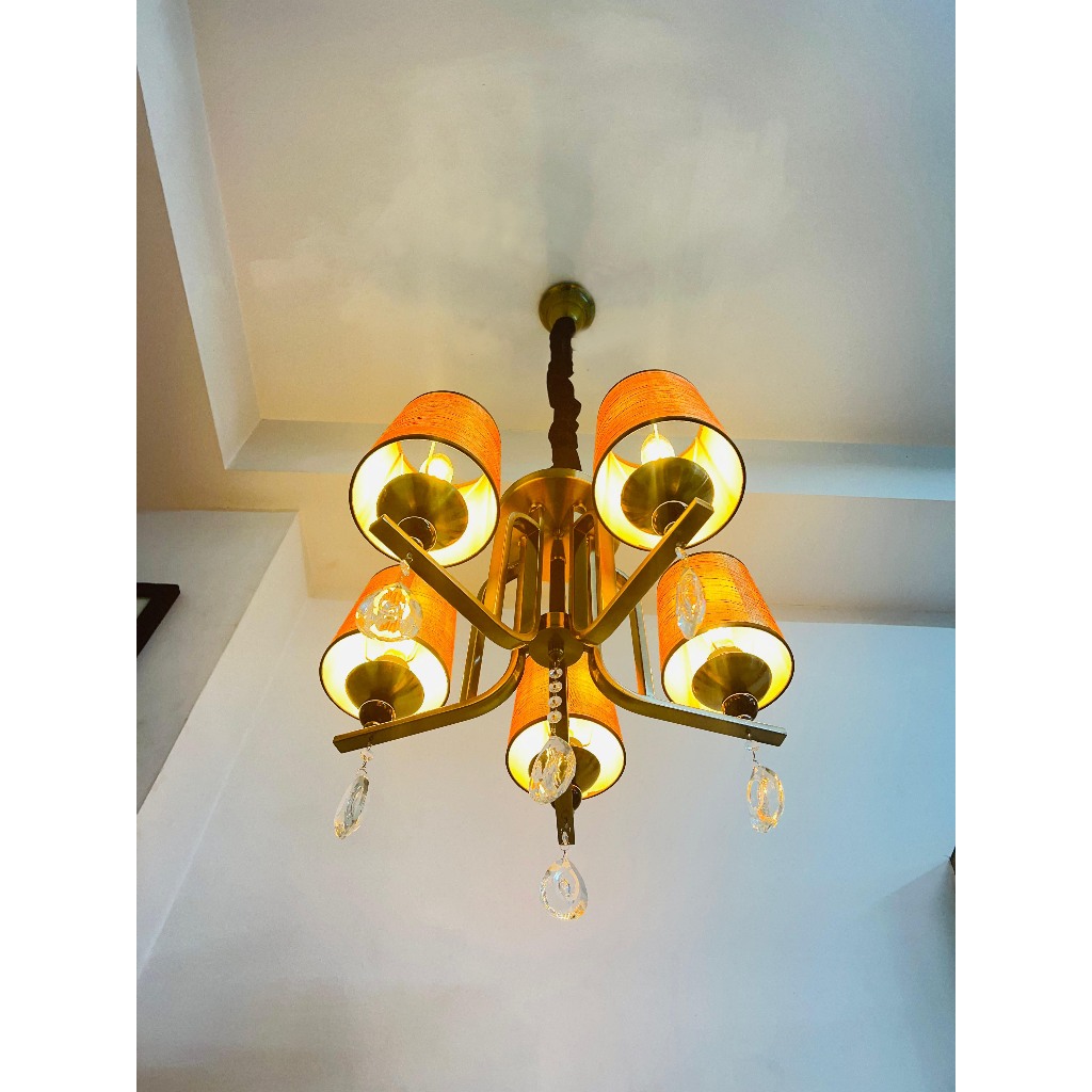 Lampu Kap Gantung Klasik 5 Lampu 6887 Ruang Tamu Vintage
