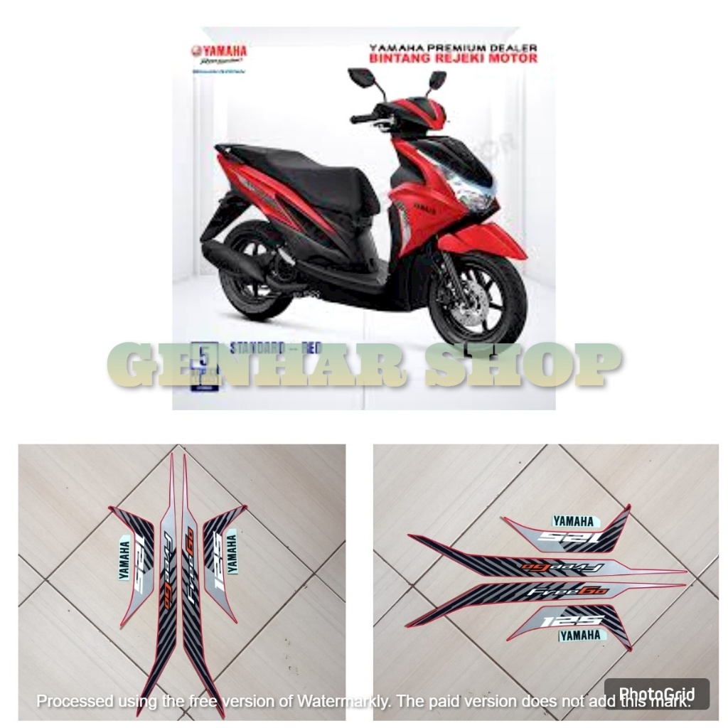 STIKER STRIPING LIS LES BODY MOTOR YAMAHA FREEGO 125 2024 MERAH STANDAR FULL SET