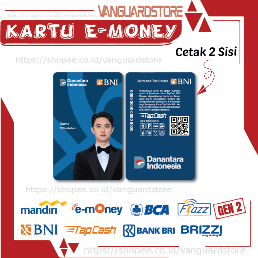 KARTU E MONEY E TOLL ID CARD DANANTARA EMONEY MANDIRI FLAZZ BCA BNI TAPCASH BRIZZI BRI - 2 SISI