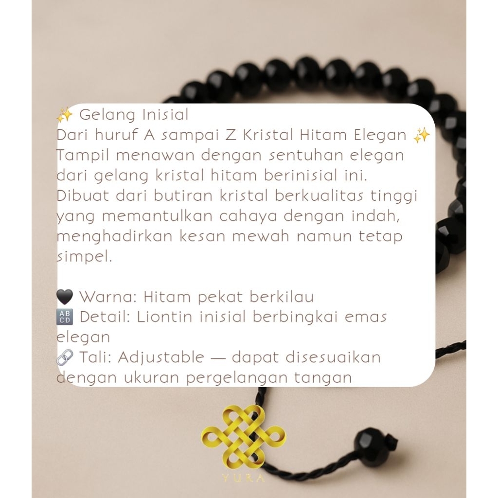 Gelang krital inisial A~Z / Gelang hitam