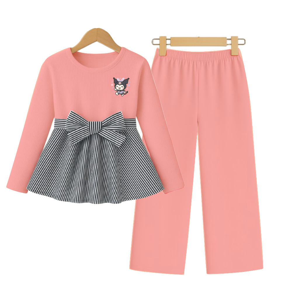 Wanset Remaja Setcel Rok Stelan 4-12Th Swetelan Baju Celana Baju Lebaran Anak Cewek Model Rompi Set 