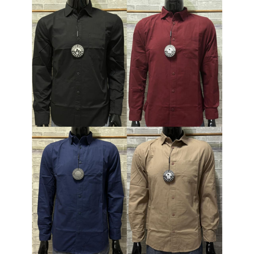 Kemeja Pria Polos Triple Eight Full Cotton Kerah Kemeja