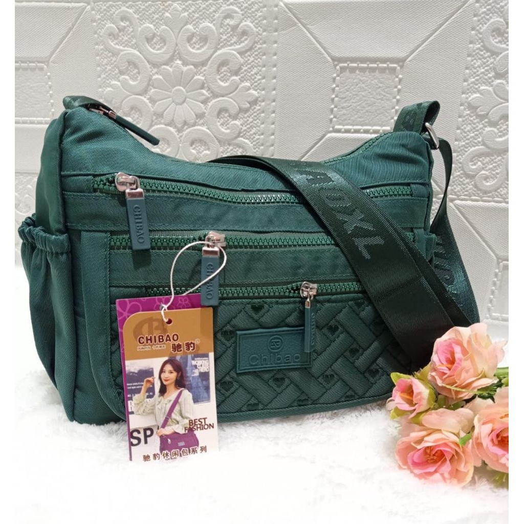 TAS CHIBAO 7133AB SELEMPANG WANITA IMPORT 3 RESLETING DEPAN