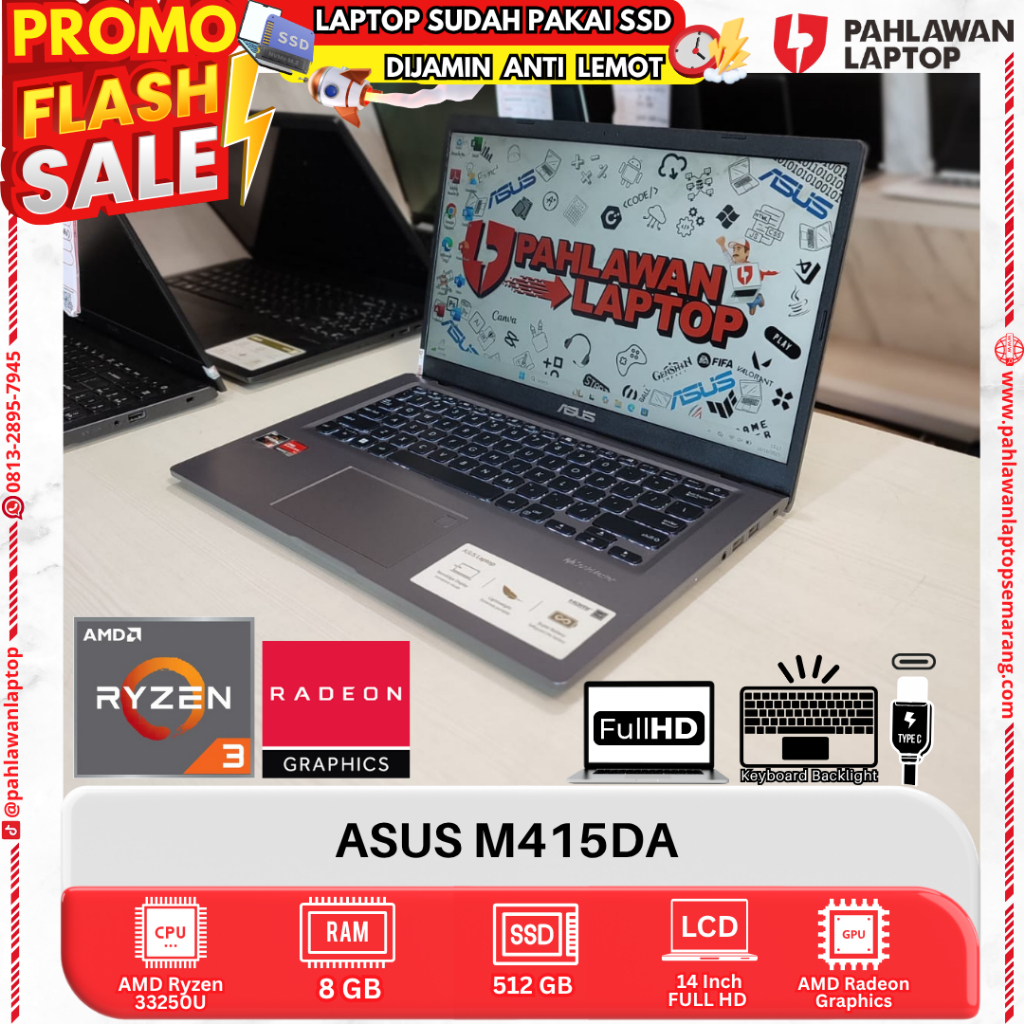 LAPTOP ASUS M415DA AMD Ryzen 3 RAM 8GB SSD 512GB