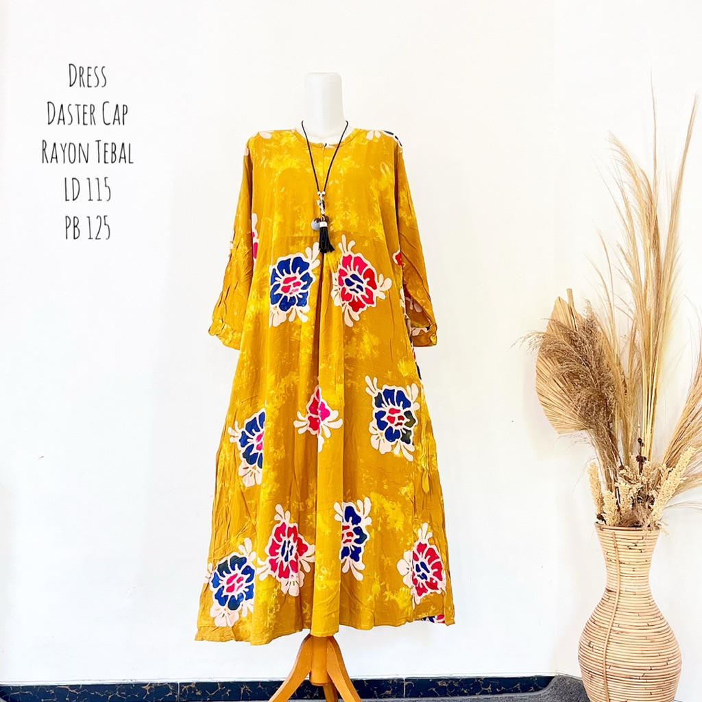 Daster Wanita Rayon Santung Tebal Adem Batik Cap Lengan Panjang Busui Friendly Resleting Depan Maura