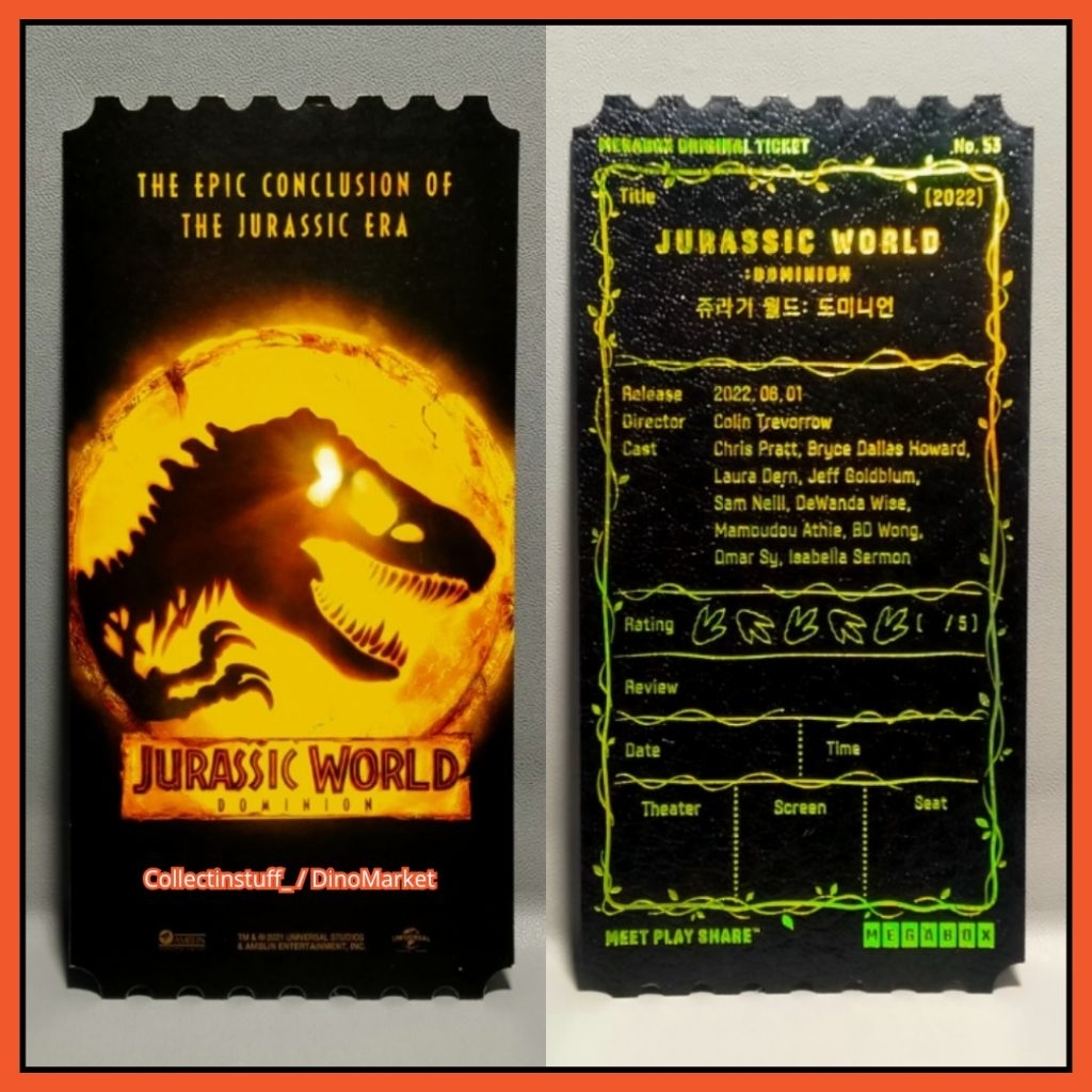 [READY STOCK] Collectible Ticket Jurassic World Dominion Bioskop Megabox (Official Merchandise)