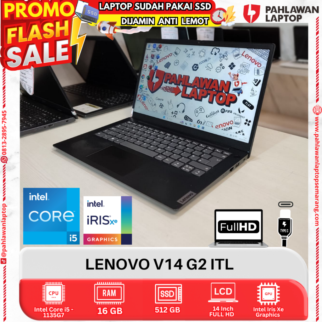 LAPTOP LENOVO V14 G2 ITL Core i5 GEN 11 RAM 16GB SSD 512GB