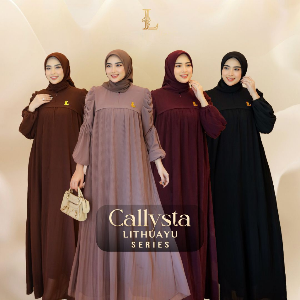 Lithuayu - Abaya Callysta Series Gamis Muslimah Elegan Premium  dengan Pilihan Warna Menarik untuk W