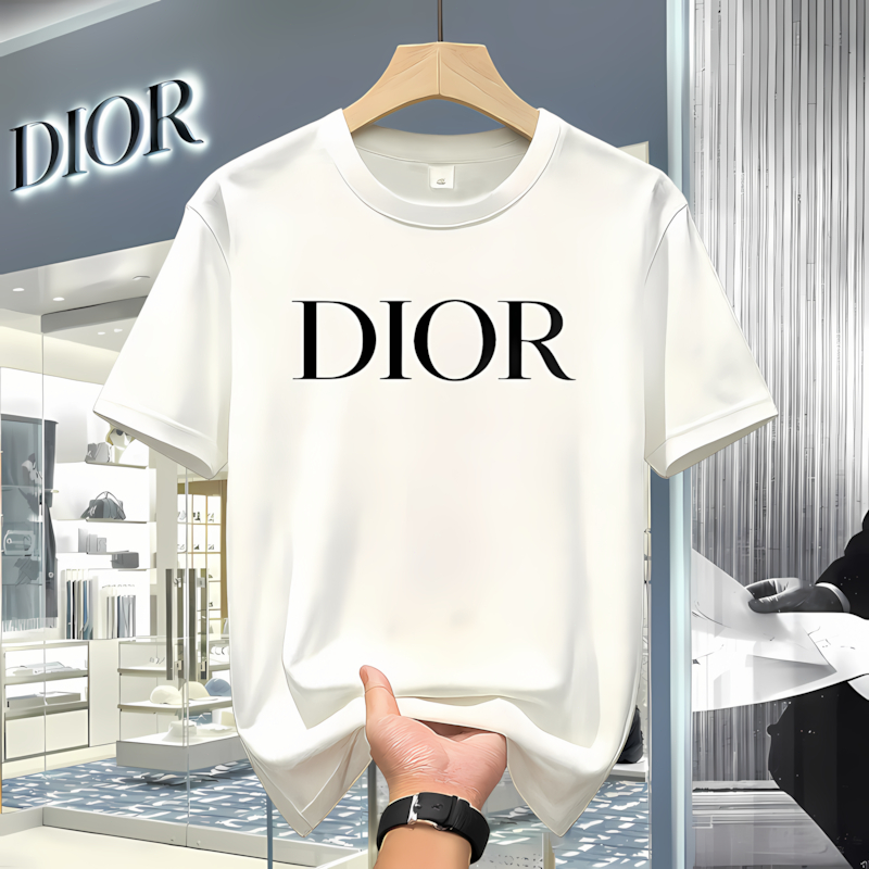 【100% Original 】Kaos DIOR Unisex Katun Tebal | Kaos Branded Fashion Pria Wanita Gaya Mewah Kekinian