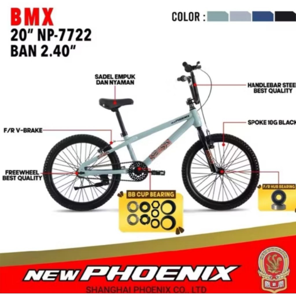 PROMO Sepeda Phoenix 20 inch BMX 7722  ban 2.40 dan Morison  Velion ban 2.40 2.50 DB