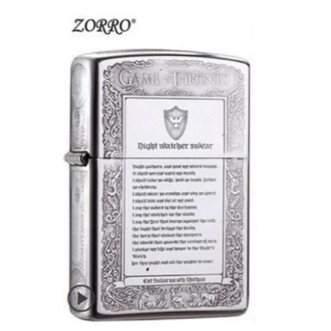 Korek Api Kerosene Lighter Full Silver Original Zorro Z-Silver Game Of Thrones
