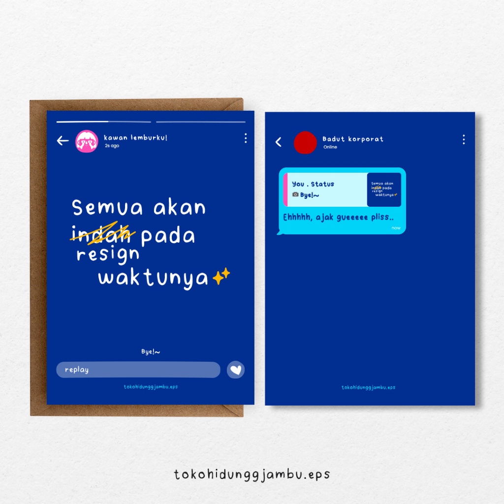 Kartu Resign Lucu l Postcard l Kartu Ucapan dan Amplop