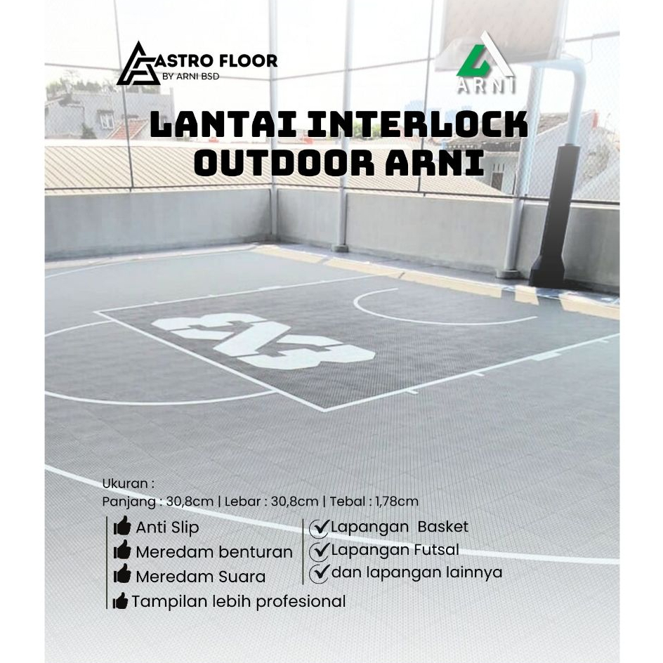[AN] Lantai Interlock Outdoor Interlock Lapangan Futsal,Basket dan lainnya - Tahan Benturan & Anti S