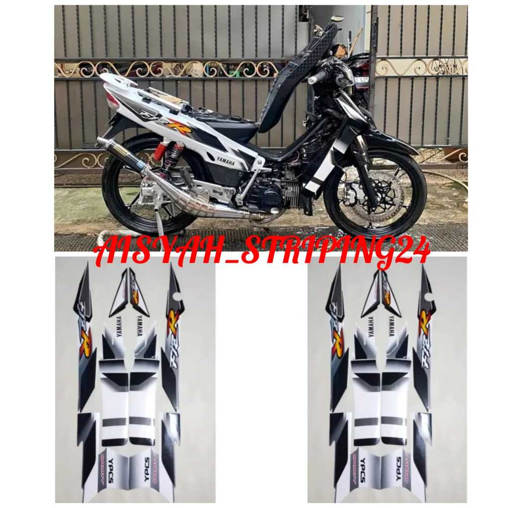 STIKER STRIPING & LIS BODY F1ZR FIZR TAHUN 2001 2002 HITAM PUTIH