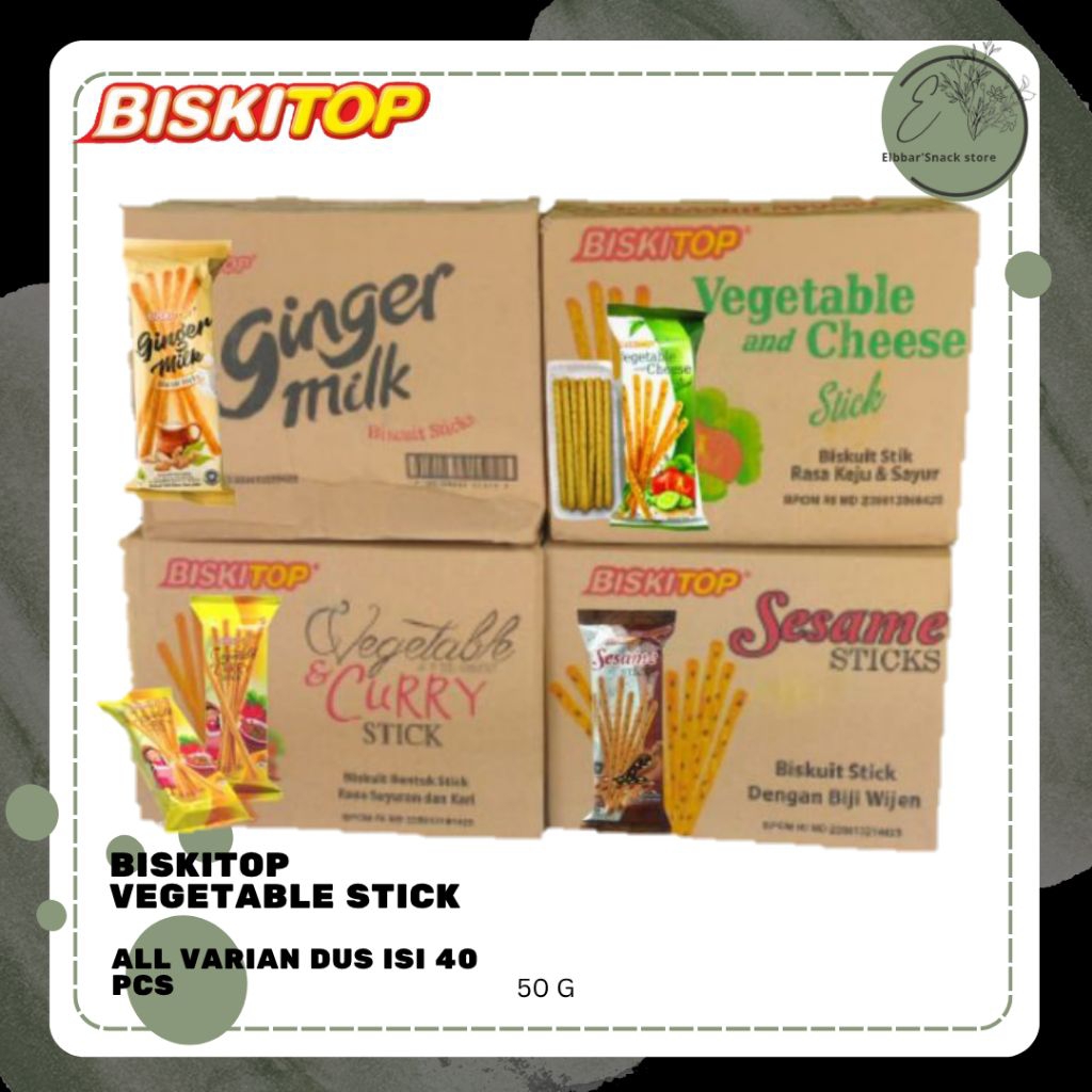BISKITOP - (1 DUS) Vegetable Sesame Ginger Milk Curry Stick Biskitop