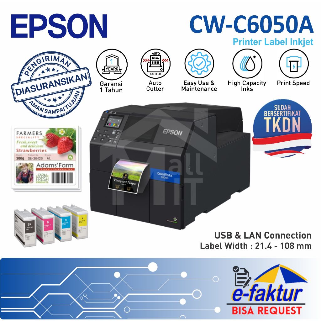MALLIT EPSON Printer Epson Label ColorWork Color Work C6050A C-6050A C6050 Pigment