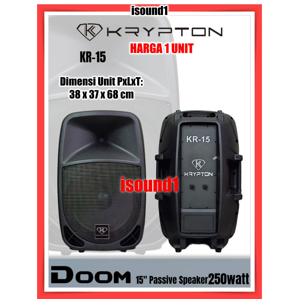 SPEAKER PASSIVE KRYPTON KR 15 250 WATT (1 UNIT) SPEAKER PASIF 15 INCH 15IN DOOM & BEAM