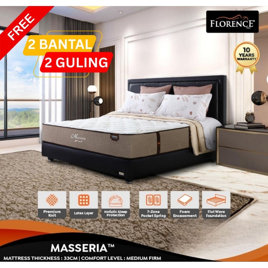 [READY STOCK] MATRAS SPRINGBED FLORENCE MASSERIA 180 X 200 X 33 CM | KASUR SPRINGBED FLORENCE MASSER