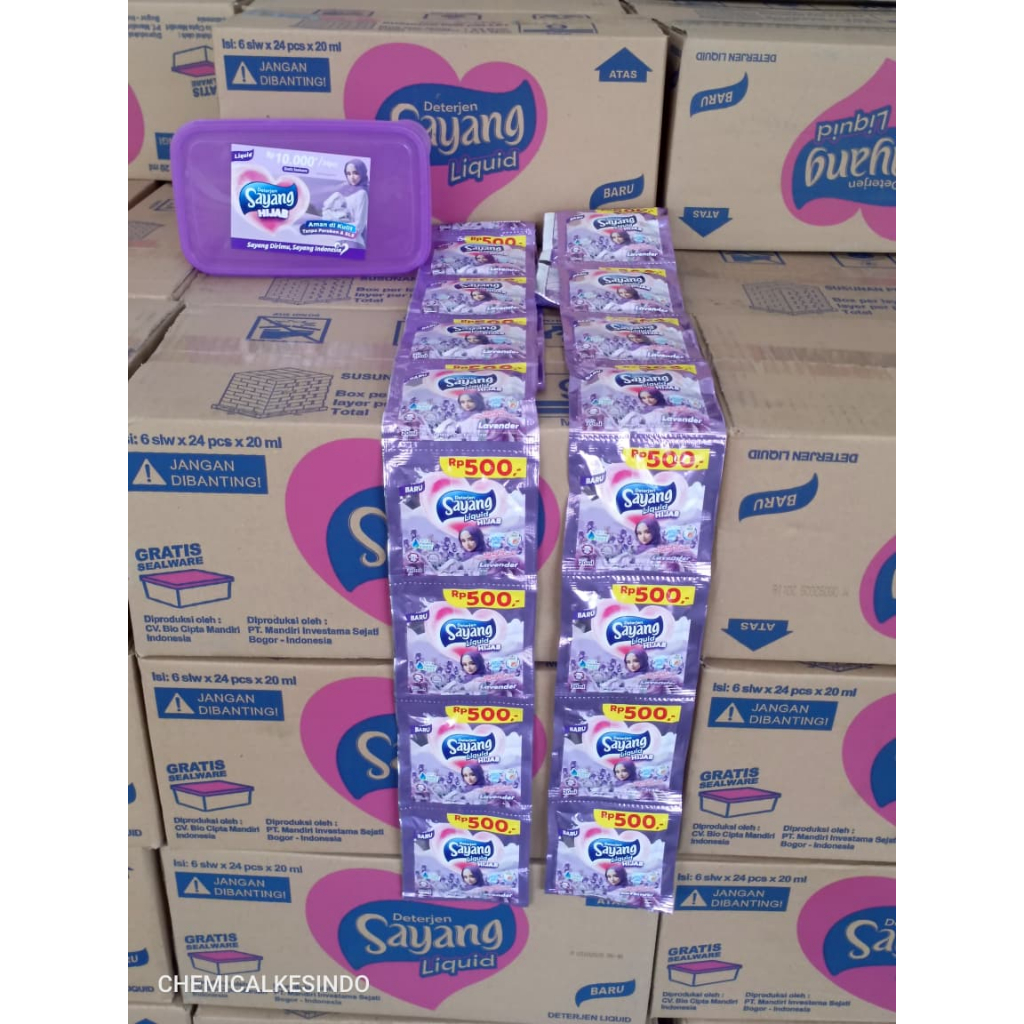 Detergen Sayang Liquid Lavender FREE BOX 1 DUS isi 6 box exp 2028