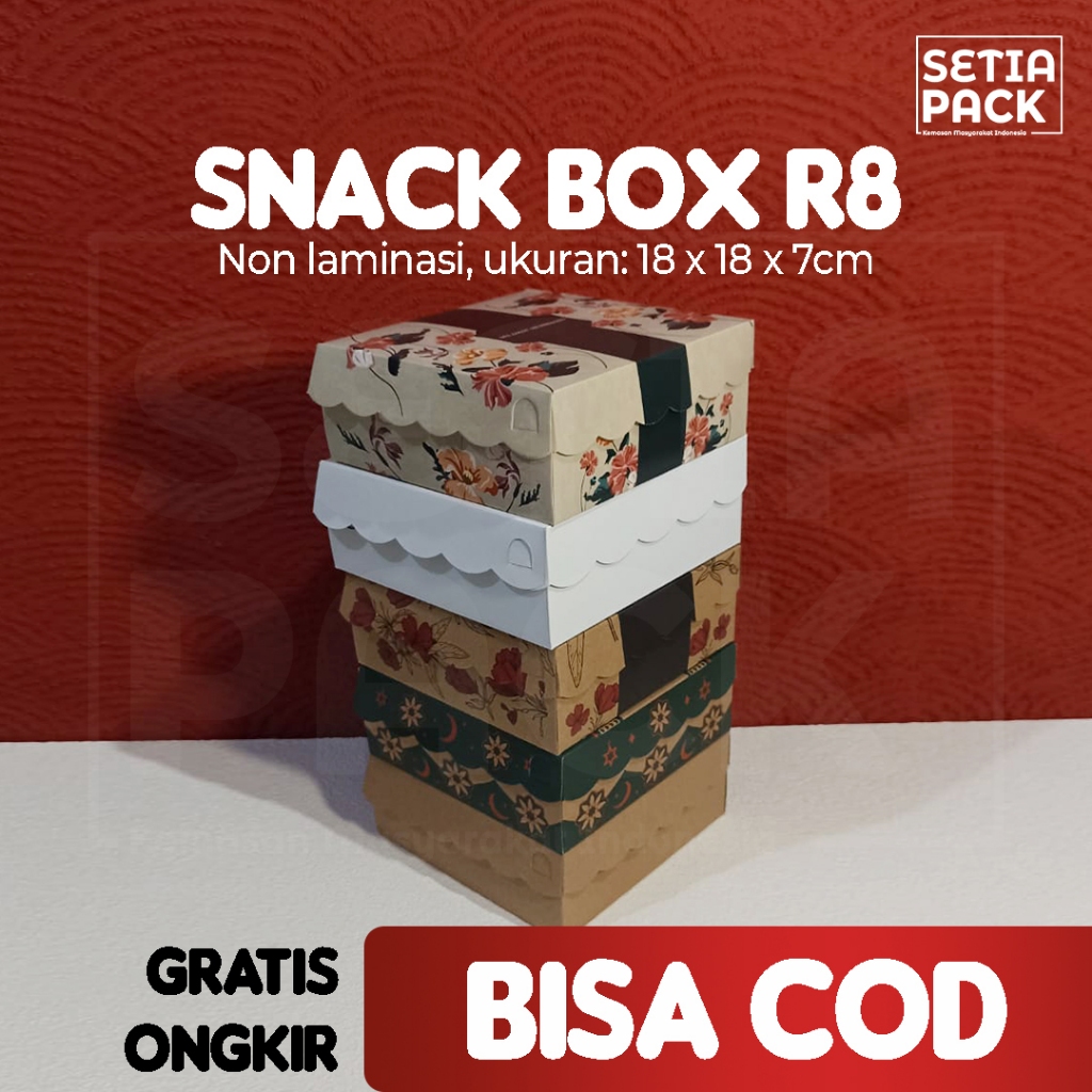 Dus Box Kotak Nasi Catering Renda Coklat Putih Kraft Motif R8