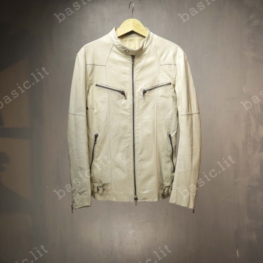 Shellac white noise cyber rider leather jacket