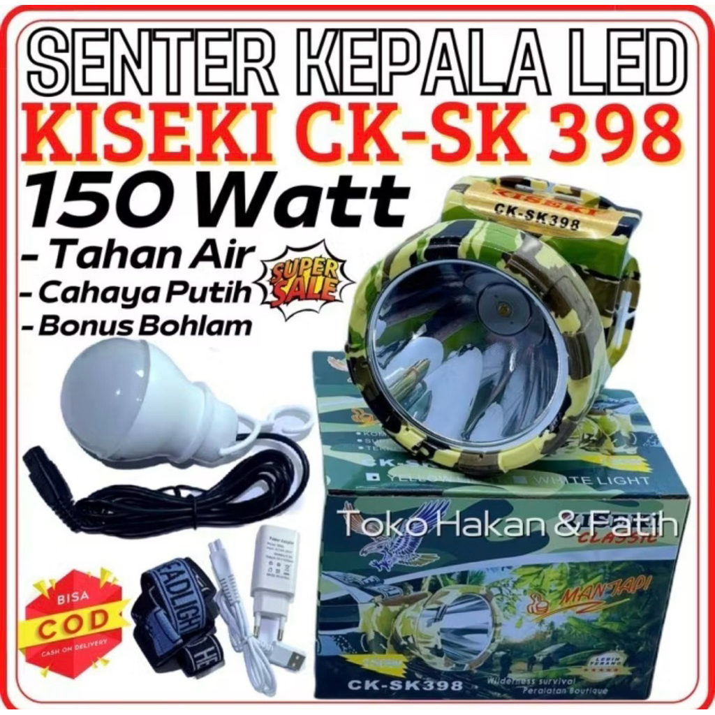 Senter Kepala KISEKI 150W LED CK-SK 398 Waterproof KISEKI Clasic