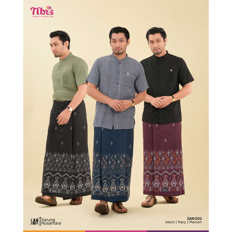NIBRAS SAN 002 - Fashion Muslim Pakaian Muslim Pria Sarung Nibras Pria Bahan Rayon
