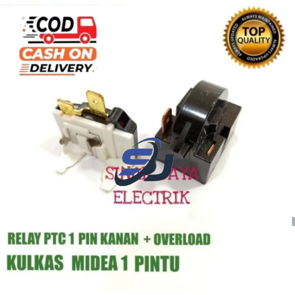 RELAY PTC 1 PIN KANAN + OVERLOAD KULKAS MIDEA 1 PINTU / OVERLOAD KULKAS