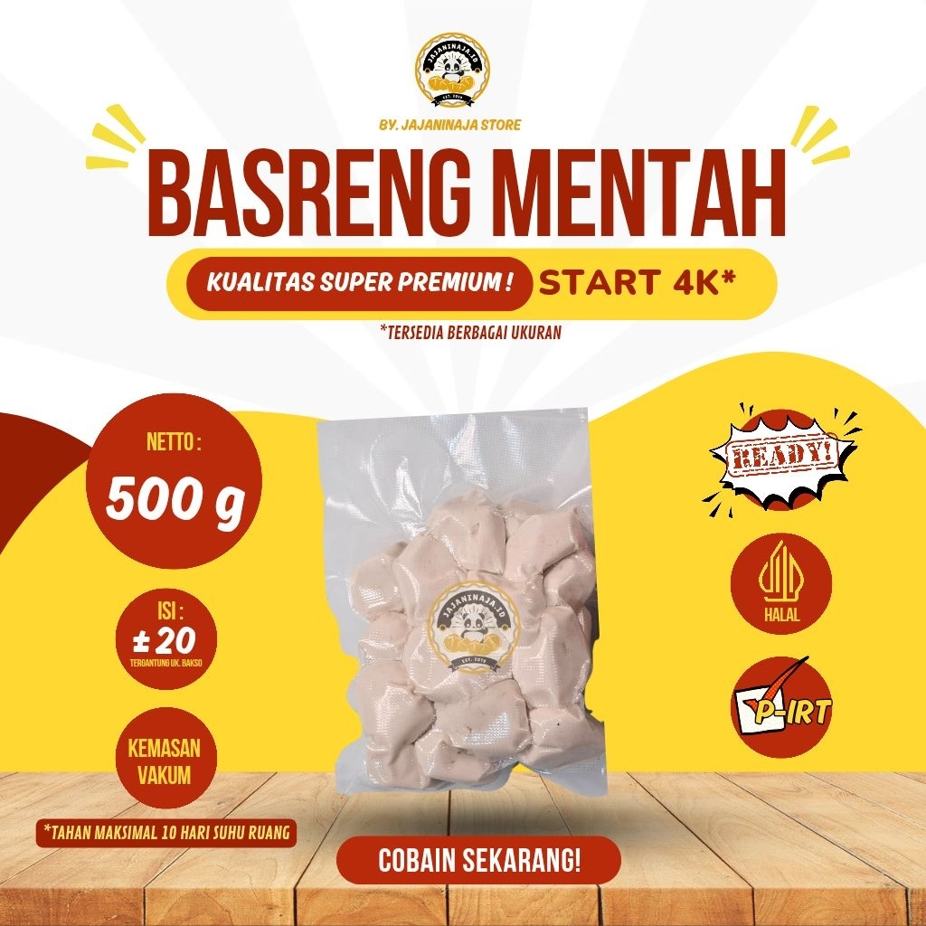 [DISTRIBUTOR] (ECER TANPA CHILI) 500g Basreng Bakso Ikan Mentah Premium