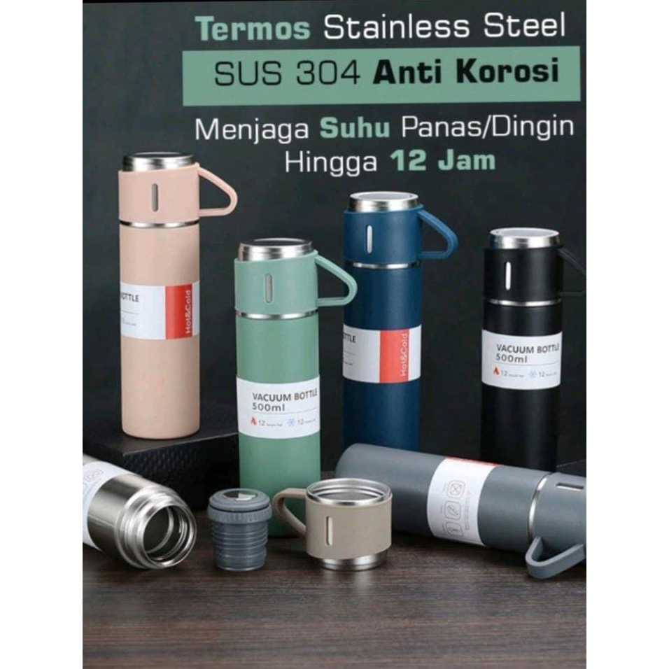 MIISOO Thermos vaccum flask Gelas Cangkir Life Polos Non led suhu Botol Minum Stainless 500ML / ther
