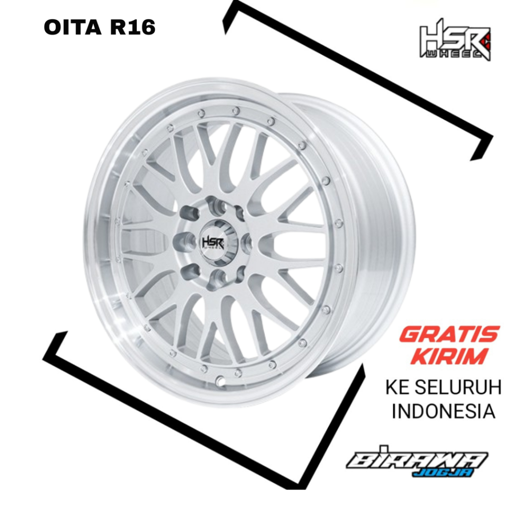 Velg Mobil Ring 16 HSR Oita Lebar 7inch Type BBS LM R16 Untuk Brio Vinfast FronX Yaris Freed
