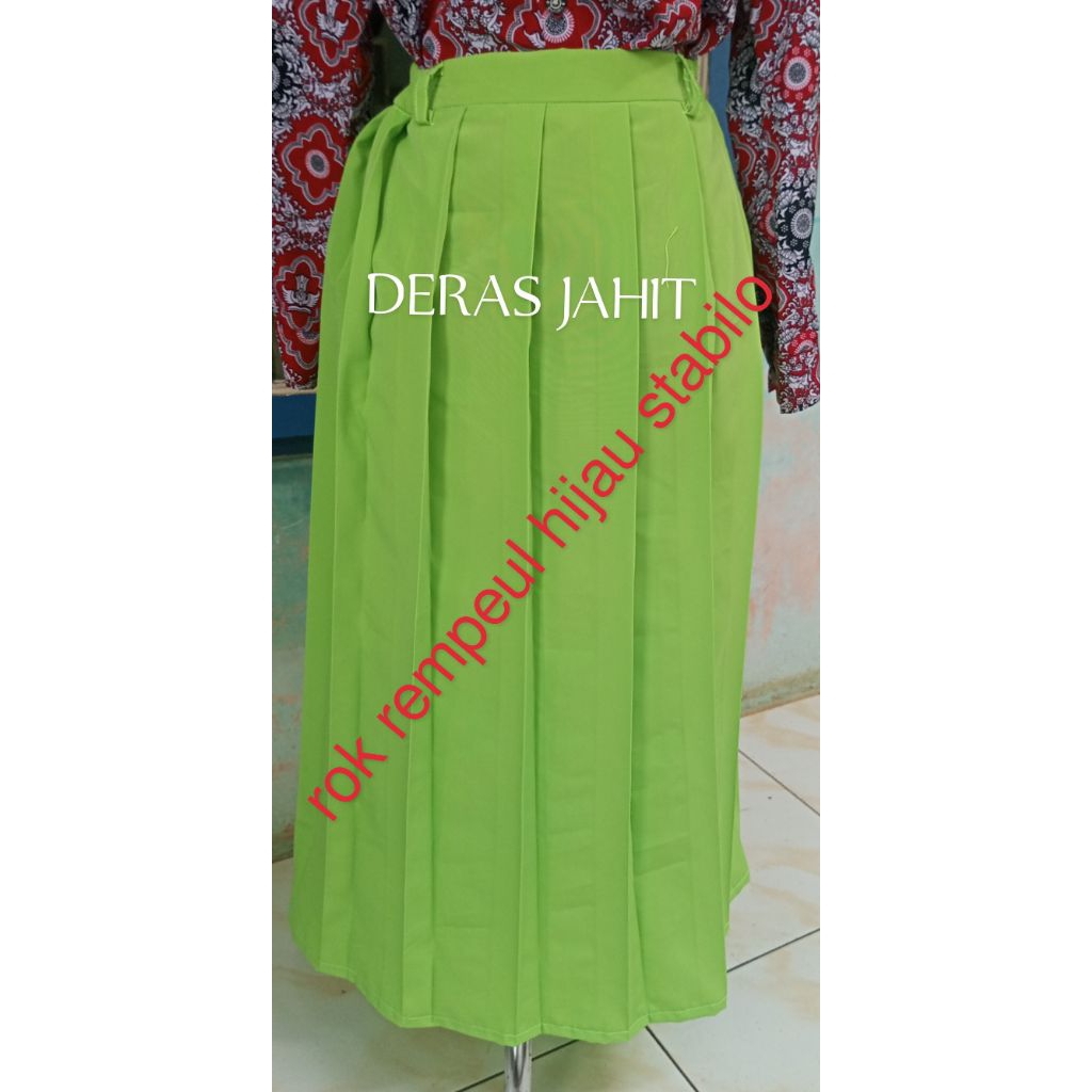 rok rempeul panjang  SD/MI warna hijau stabilo