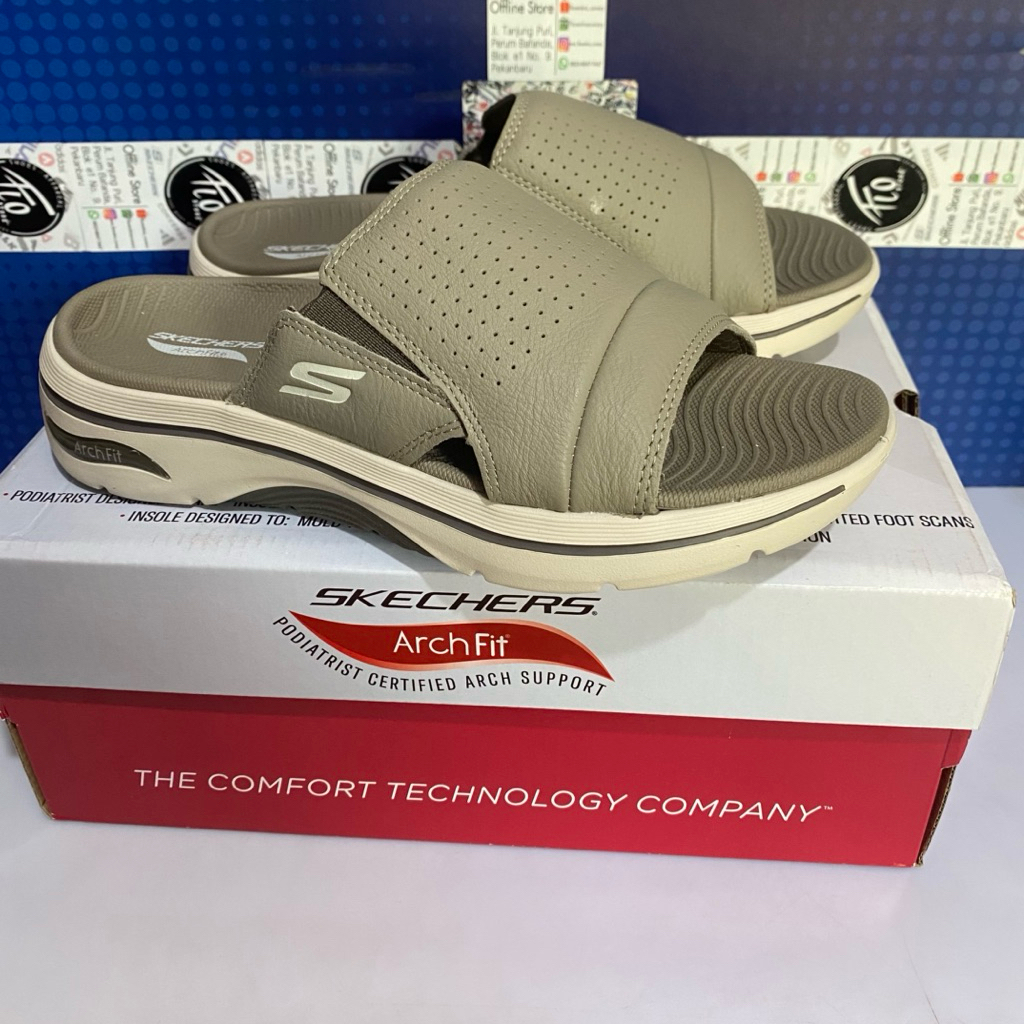 Size 39.5 45.5 Sendal Sandal Slide Skechers Go Walk Arch Fit 229308TPE Men Original