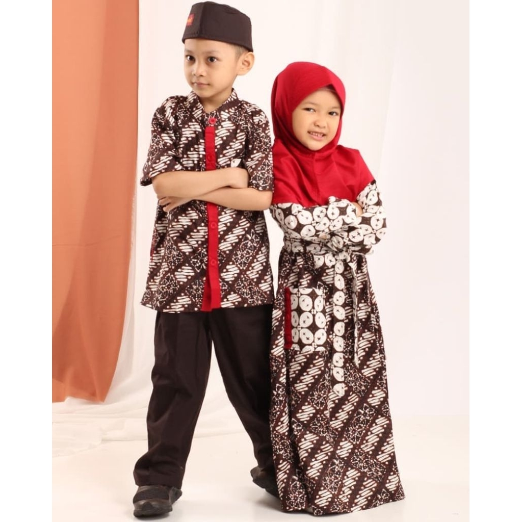 Dannis Couple Gamis Anak & Koko Anak Lengan Pendek D' Batik Antiq Busana Muslim Anak