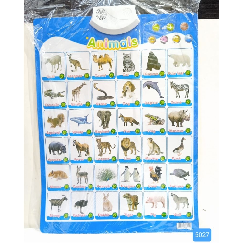 (POSTER) MAINAN POSTER EDUKASI SUARA HEWAN HURUF ANGKA BUAH
