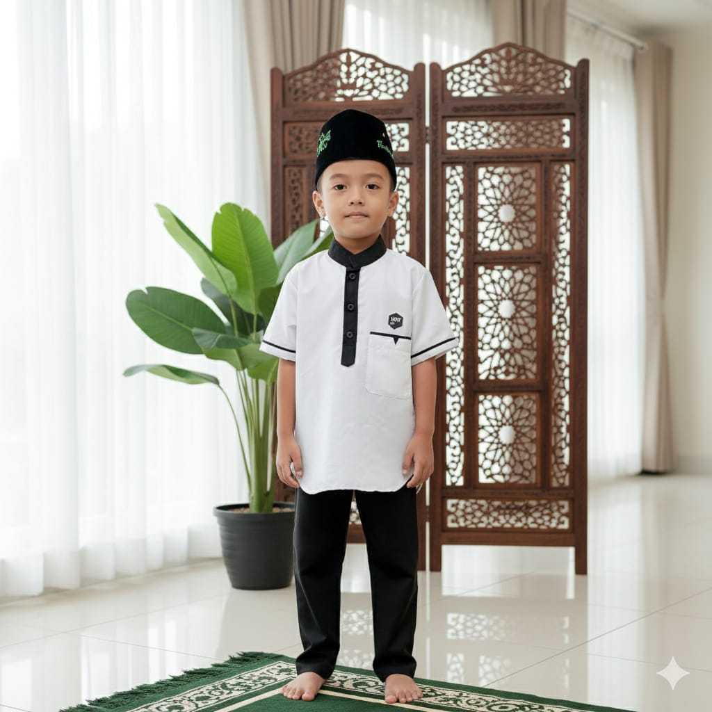 Setelan Koko  Putih Kurta Anak Laki laki  Abiyan  1 14 Tahun