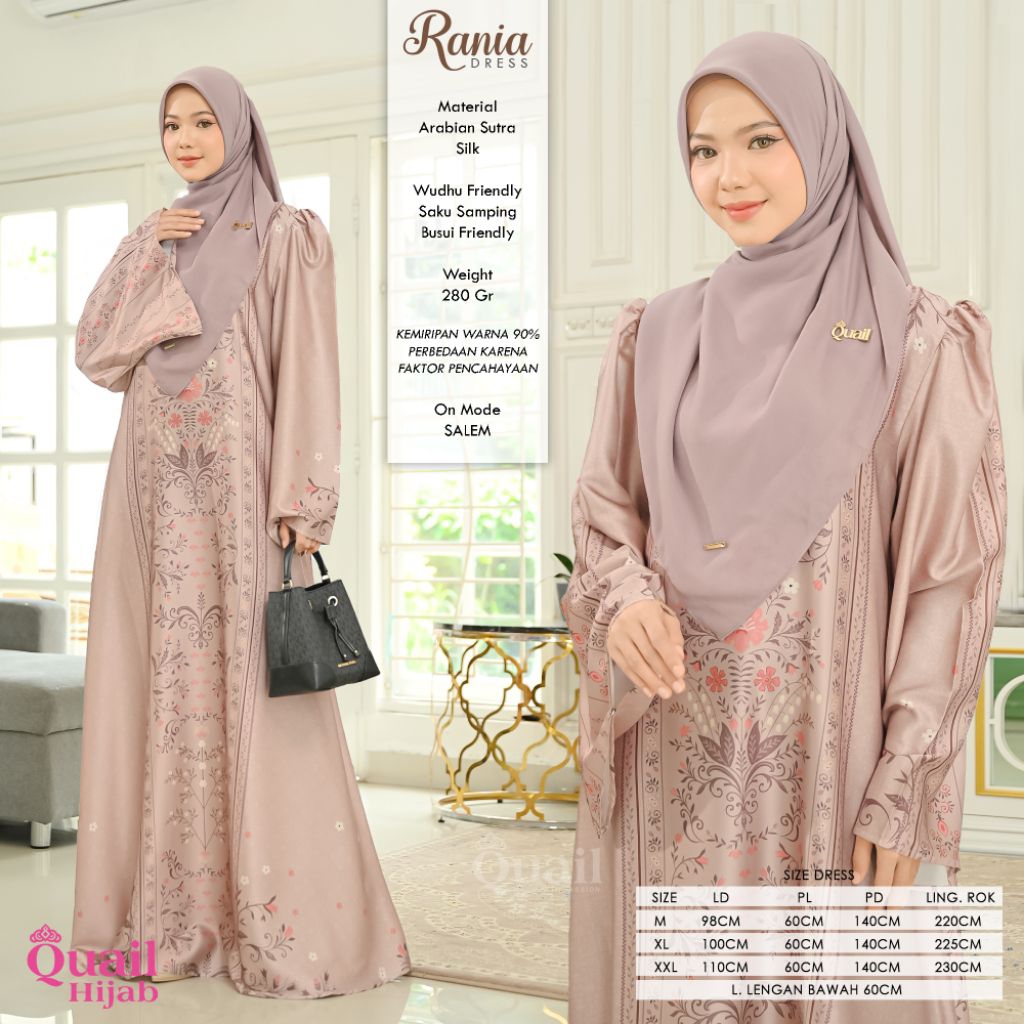 Dress Muslim Wanita Gamis Premium RANIA Original Quail Hijab