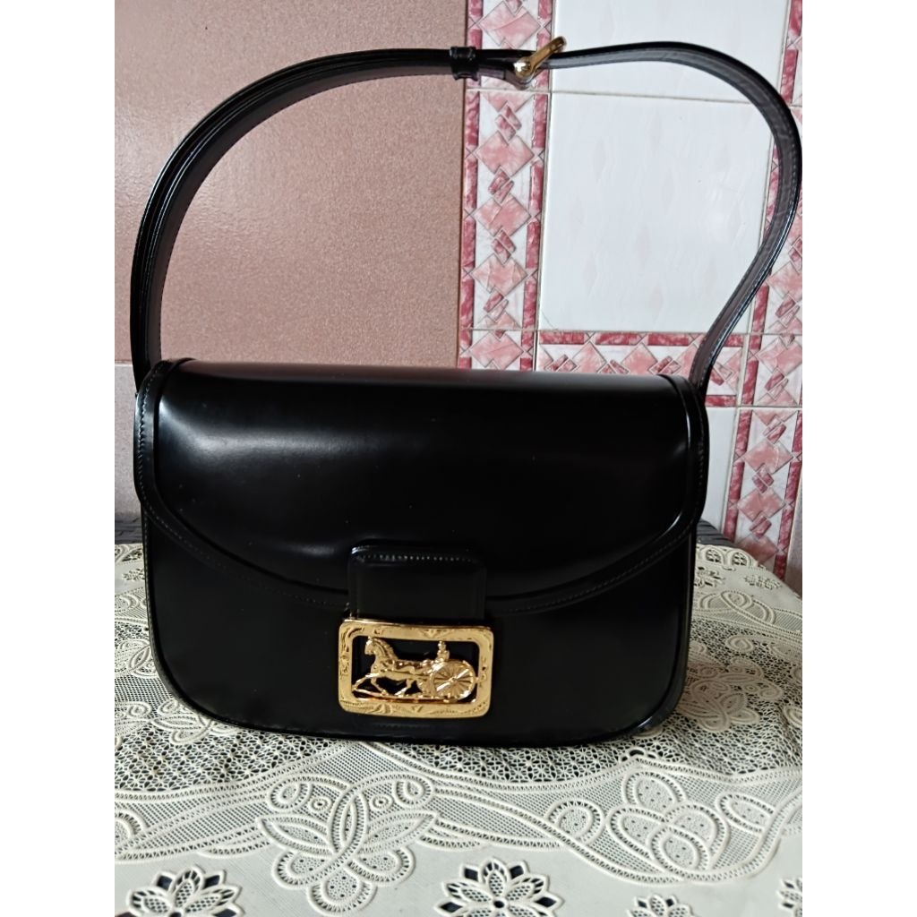 vintage Celine Triomphe Horse Carriage Crossbody Flap Bag