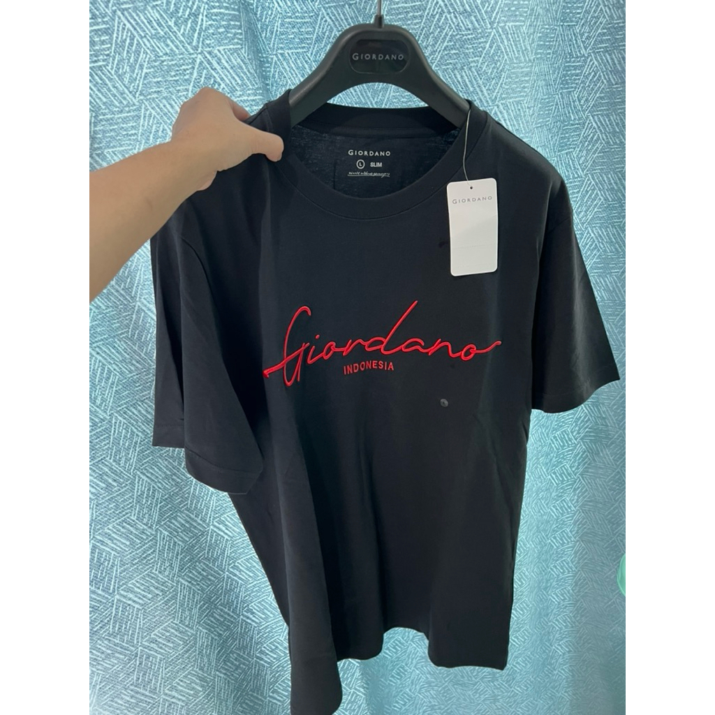 Giordano Tee Man Giordano  Black Size L Kaos Giordano Natday